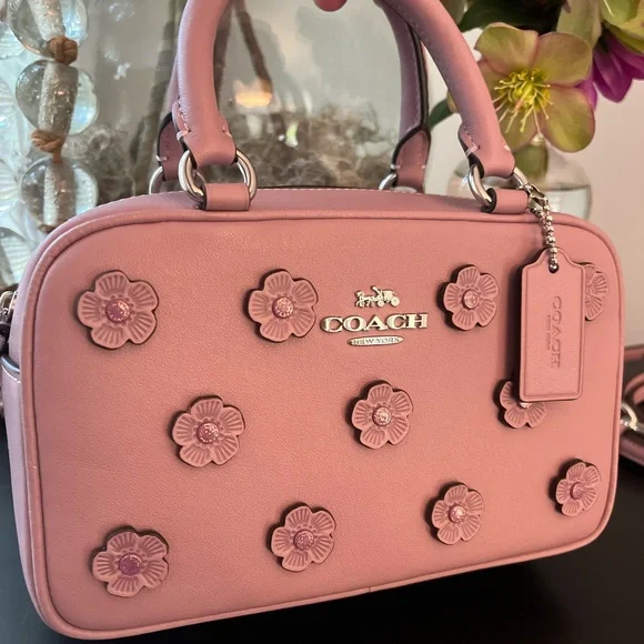 Coach Lavender Floral Appliqué Satchel 💜 🌼 Brand New from Coach with Tags - Picture 2 of 11